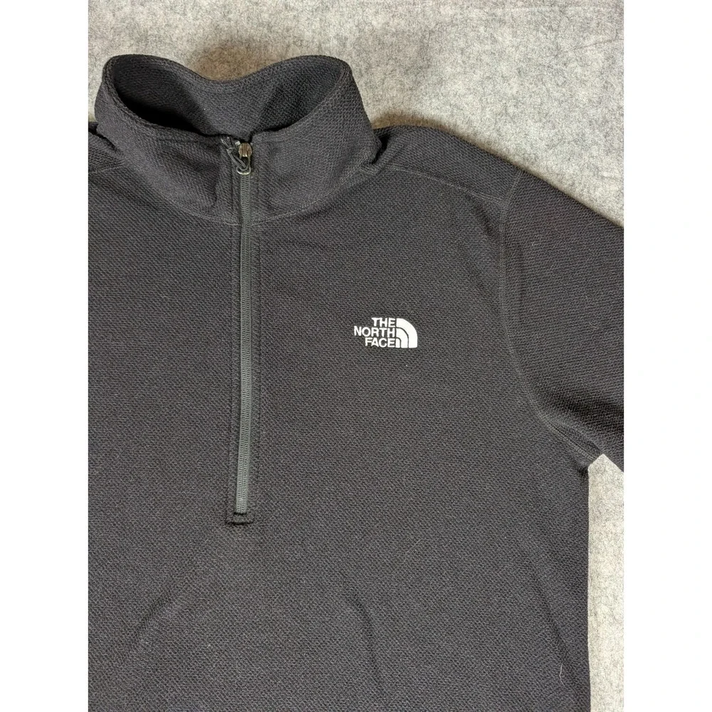 The North Face Mens Black Quarter Zip Pullover Textured Fleece Mock Neck XL